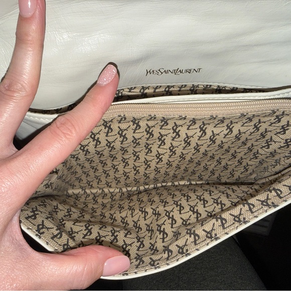 Vintage Yves Saint Laurent Off White Leather Clutch, Second Bag - Picture 5 of 10